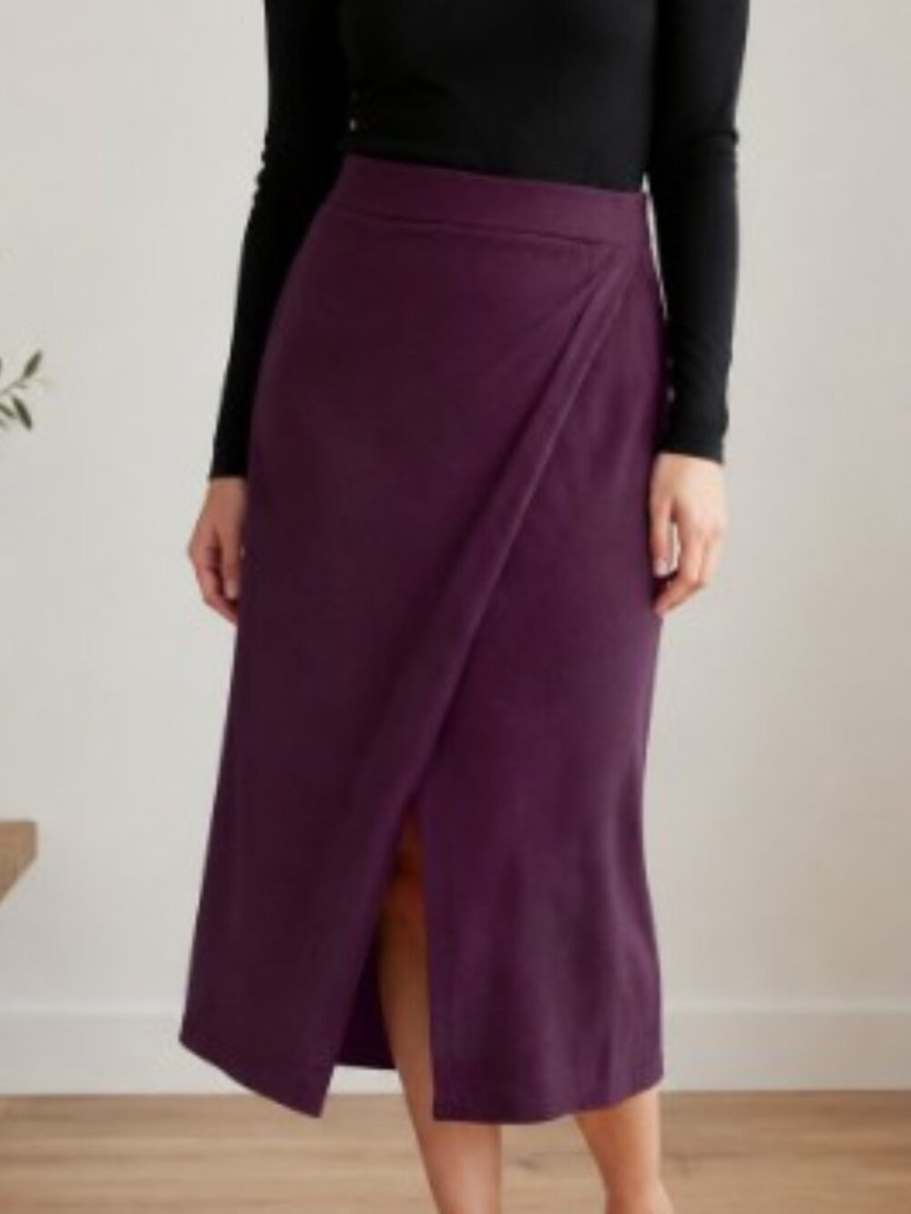 Banana Republic Plum Sweater Wrap Midi Skirt Medium